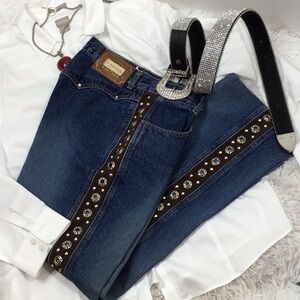 Vintage Lawman blue open grommet leg jeans